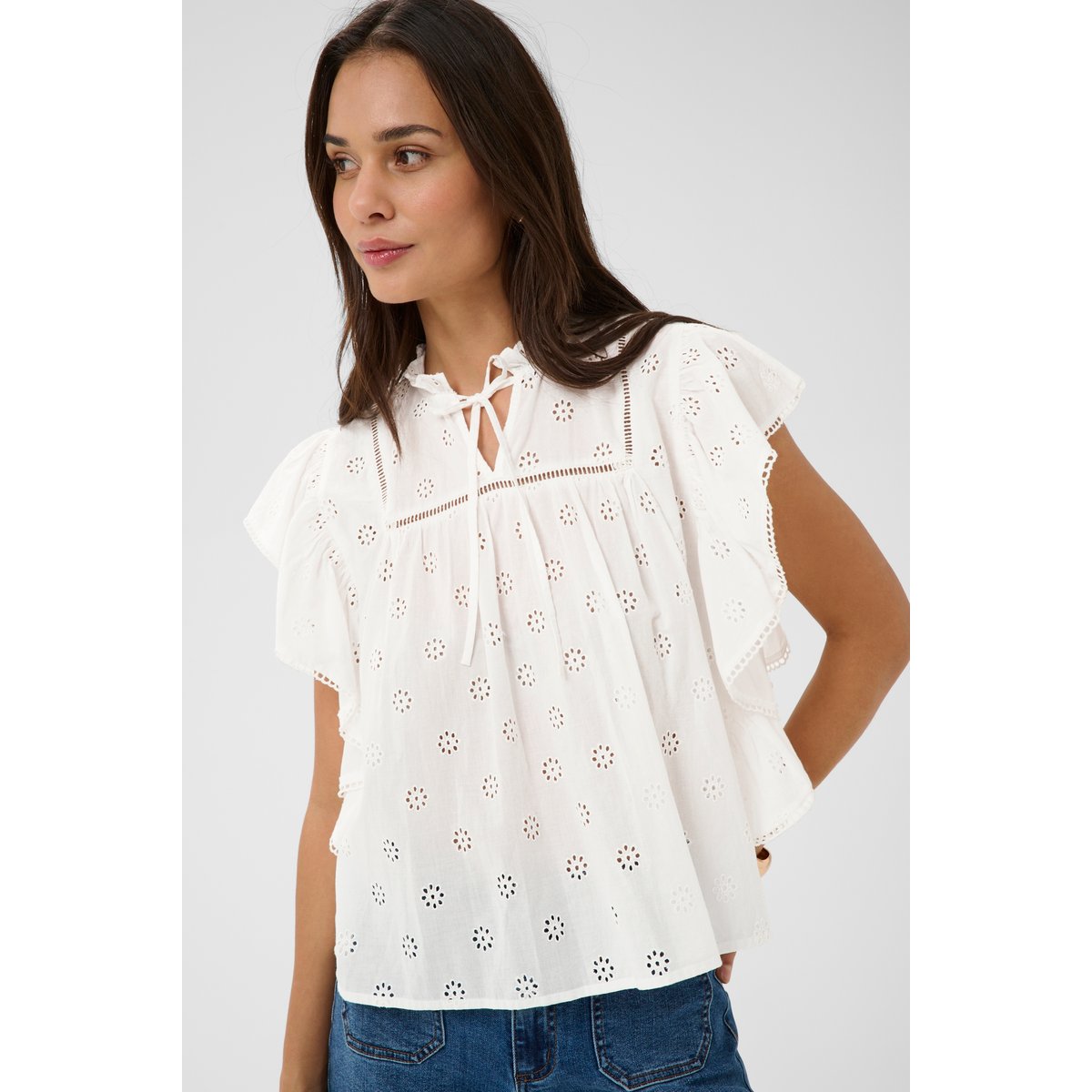 Blouse à manches courtes blanc chalk, KAFFE
