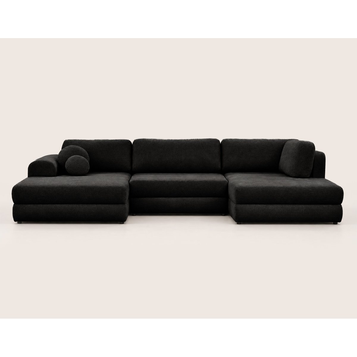 Canapé panoramique en U 7 places convertible avec, APRIL noir, BEST MOBILIER