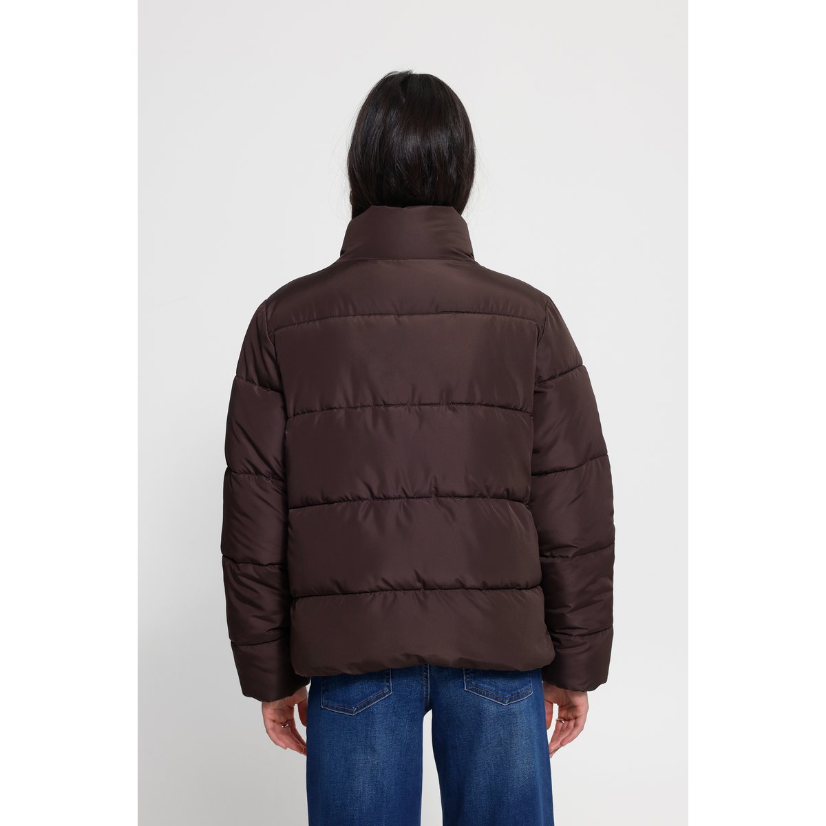 Doudoune col montant, manches longues marron coffee bean, ICHI