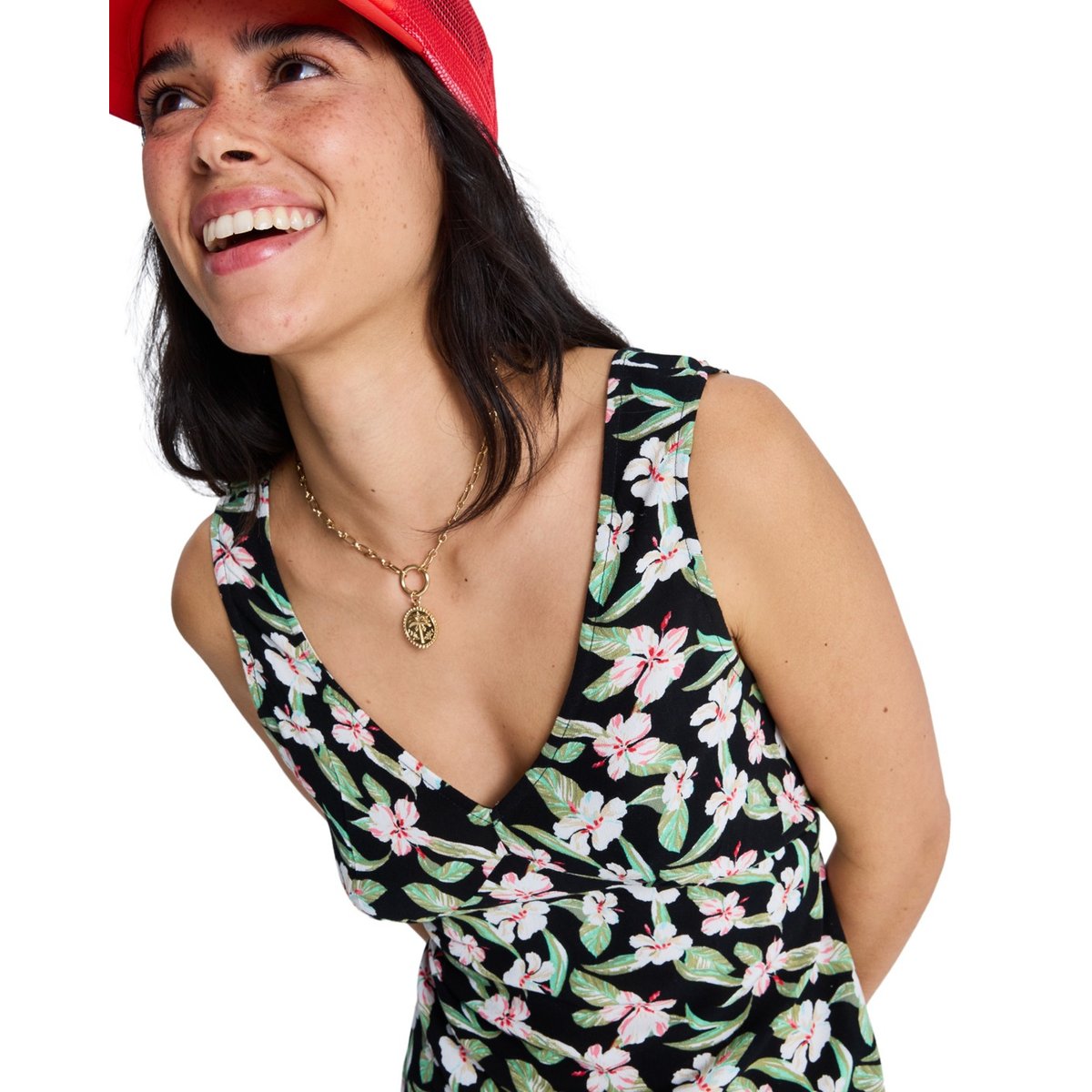 Robe col en V FREE SPIRITS MINI. noir anthracite spring charming sma, ROXY