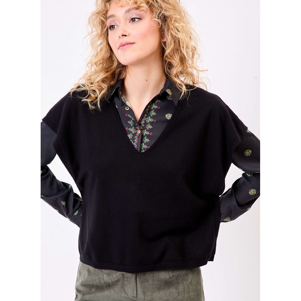 Pull maille sans manche SATINKA noir satinka, LA FIANCÉE