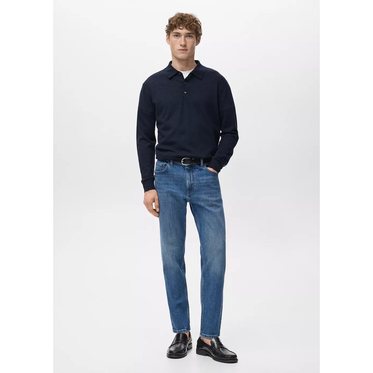 Jean Ben cropped tapered-fit bleu moyen, MANGO MAN