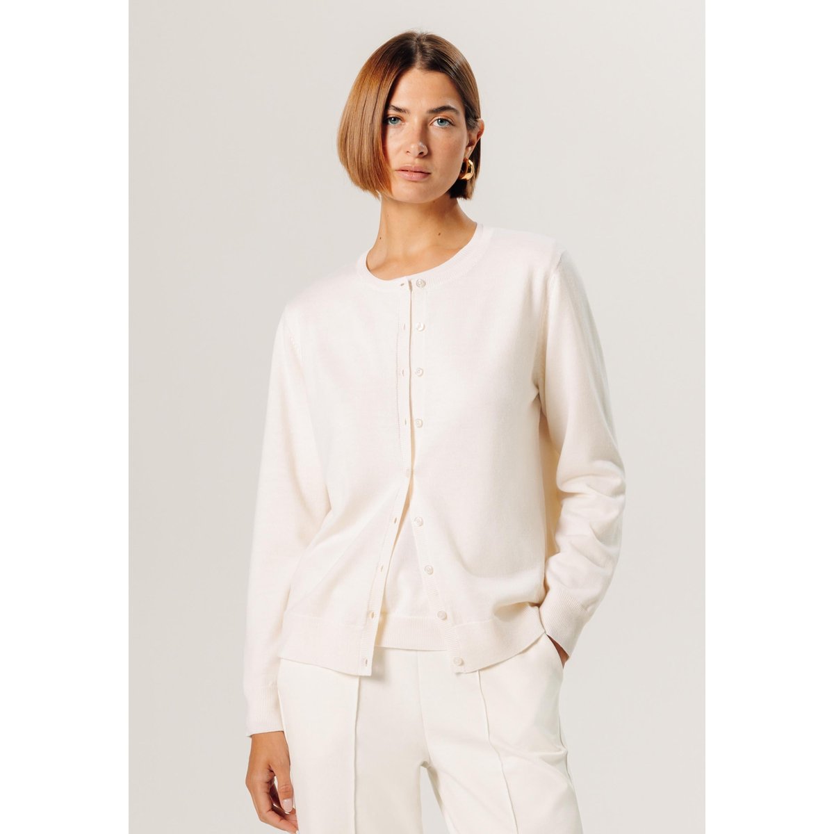 Cardigan en laine mérinos blanc, RODIER