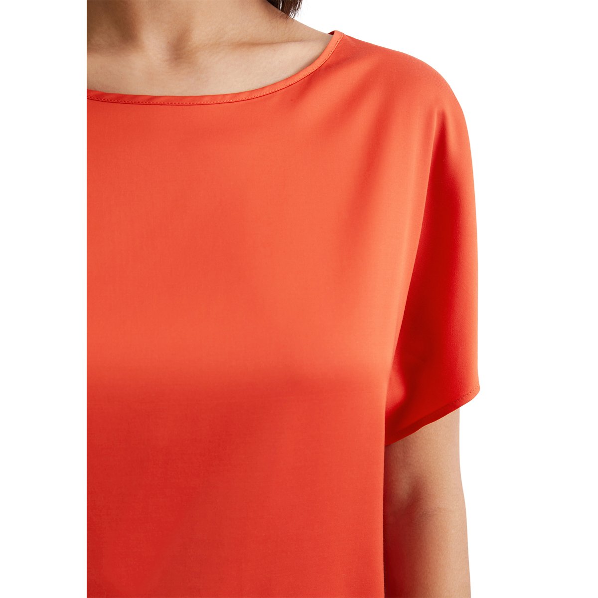 Chemisier régulier en satin stretch de viscose rouge, MARC O'POLO