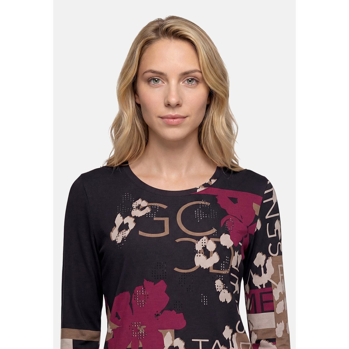 T-shirt basique à encolure ronde black/dark red, BETTY BARCLAY