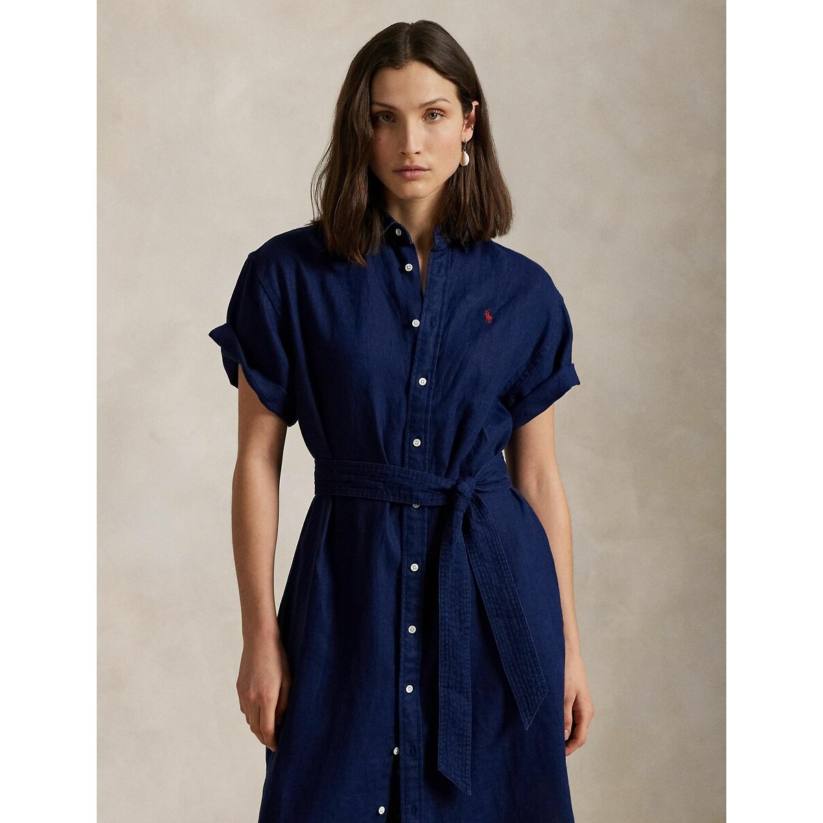 Shirt Dress with Belt, Short Sleeves navy, POLO RALPH LAUREN