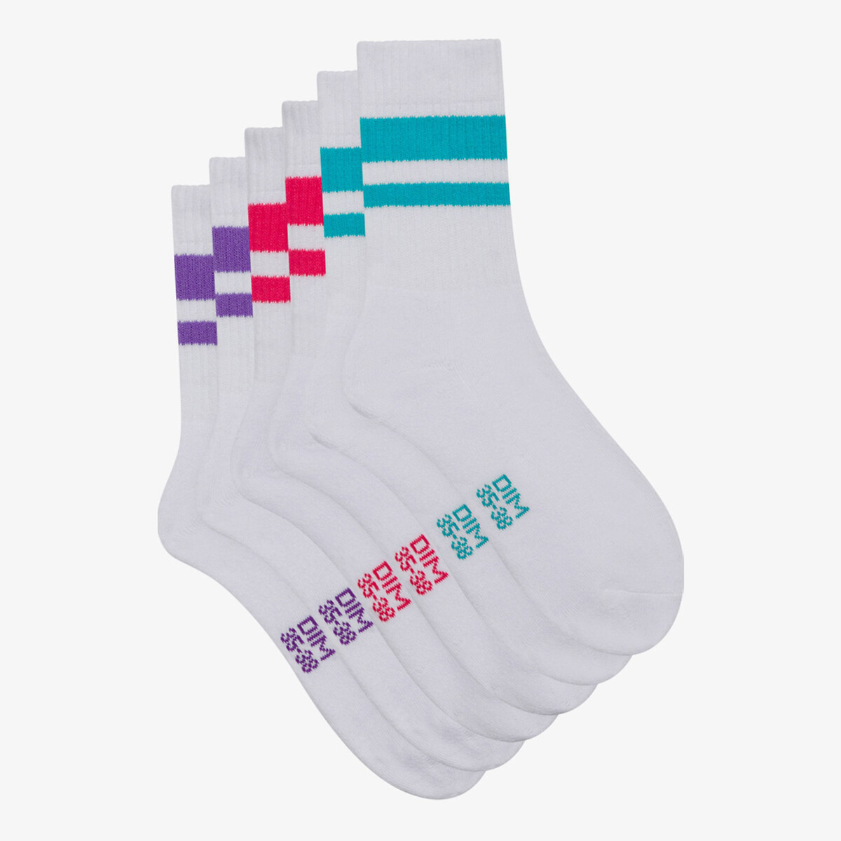 Set van 3 paar sokken Ecodim sportstijl bedrukte witte fond, DIM