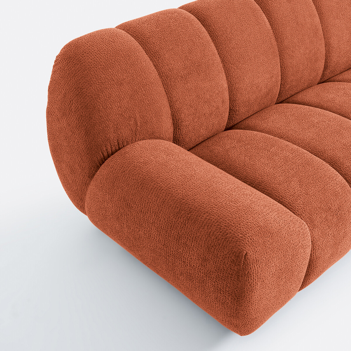 Canapé d'angle droit, 4 places, en tissu relief, NURIA terracotta, LA REDOUTE INTERIEURS