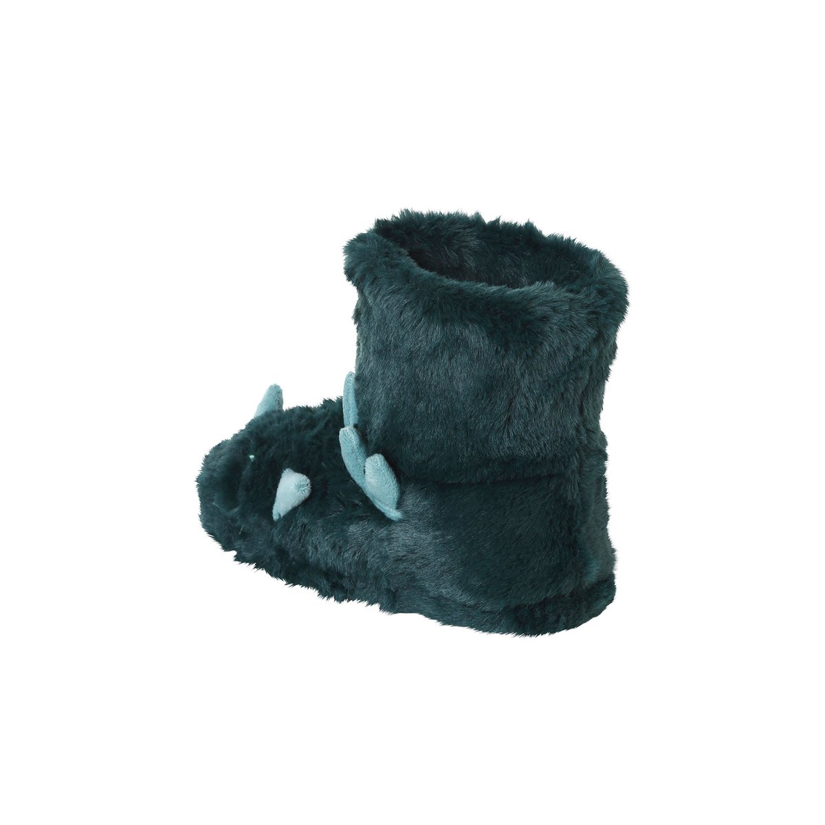 Chaussons montants imitation fourrure dinosaures vert, VERTBAUDET