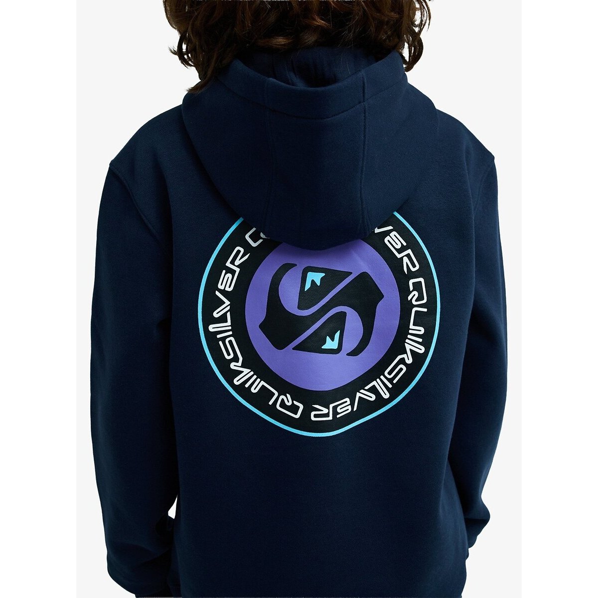 Sweat à capuche, en molleton, imprimé dos bleu marine, QUIKSILVER