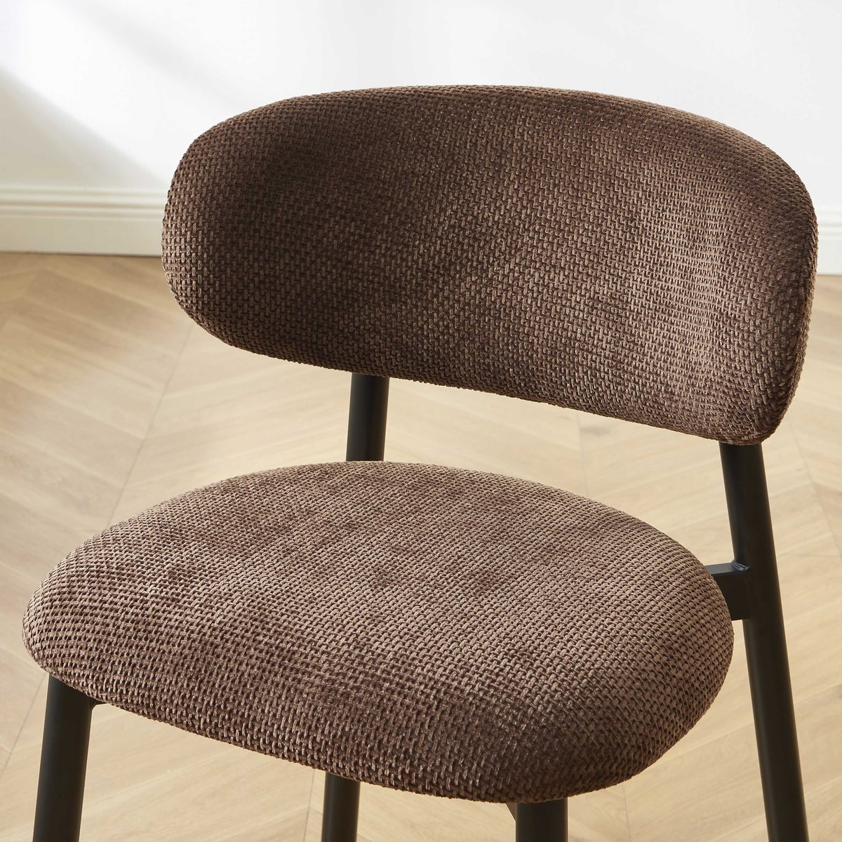 Lot de 2 chaises en tissu et acier CIARA marron, SORELH