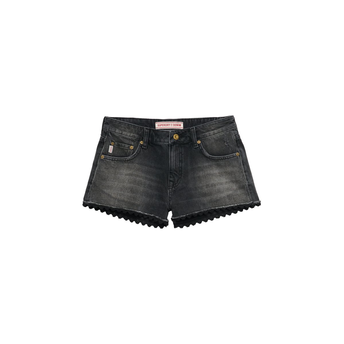 Mini short en denim pierre noire wolcott, SUPERDRY