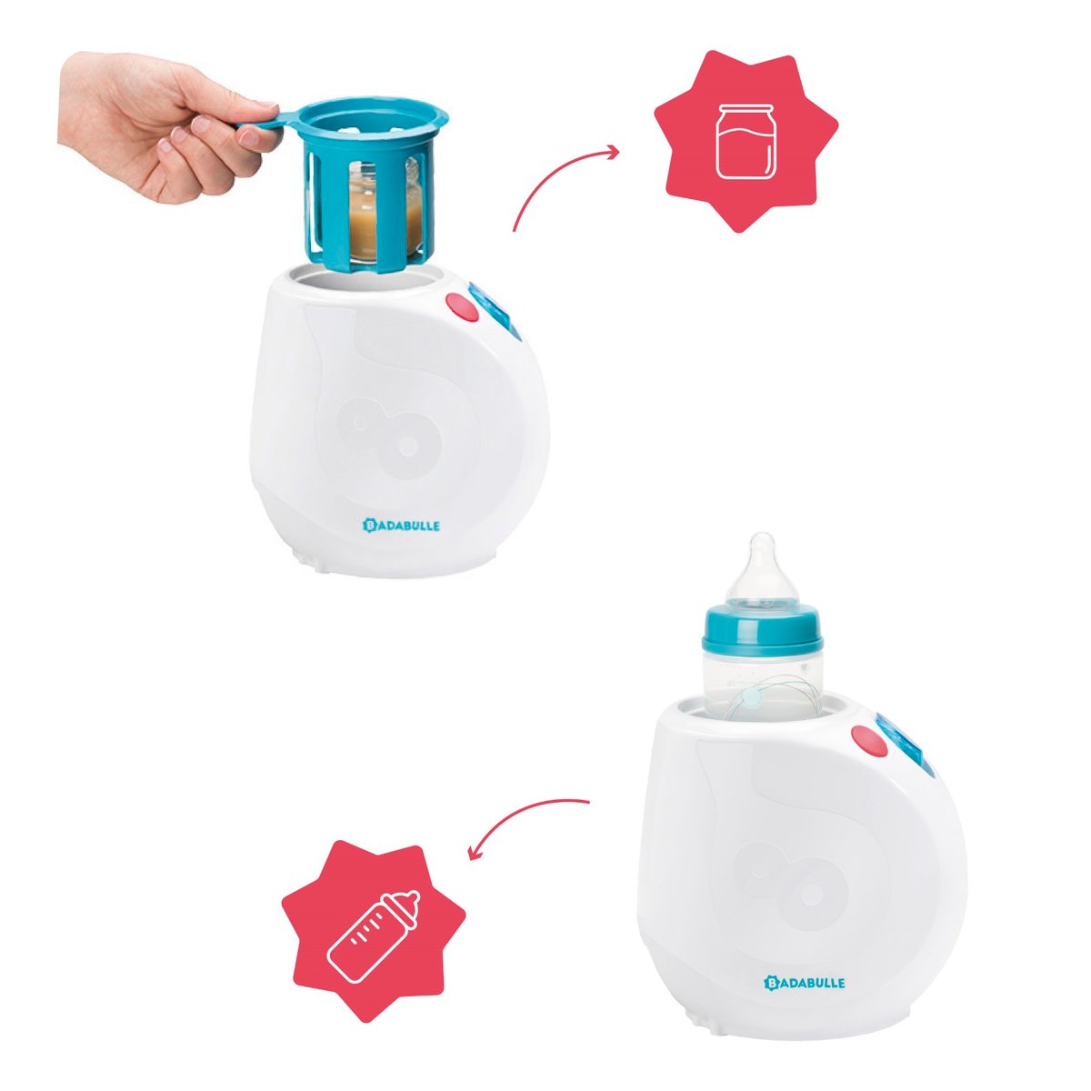 Chauffe‑biberon maison et voiture ultra rapide blanc, BADABULLE