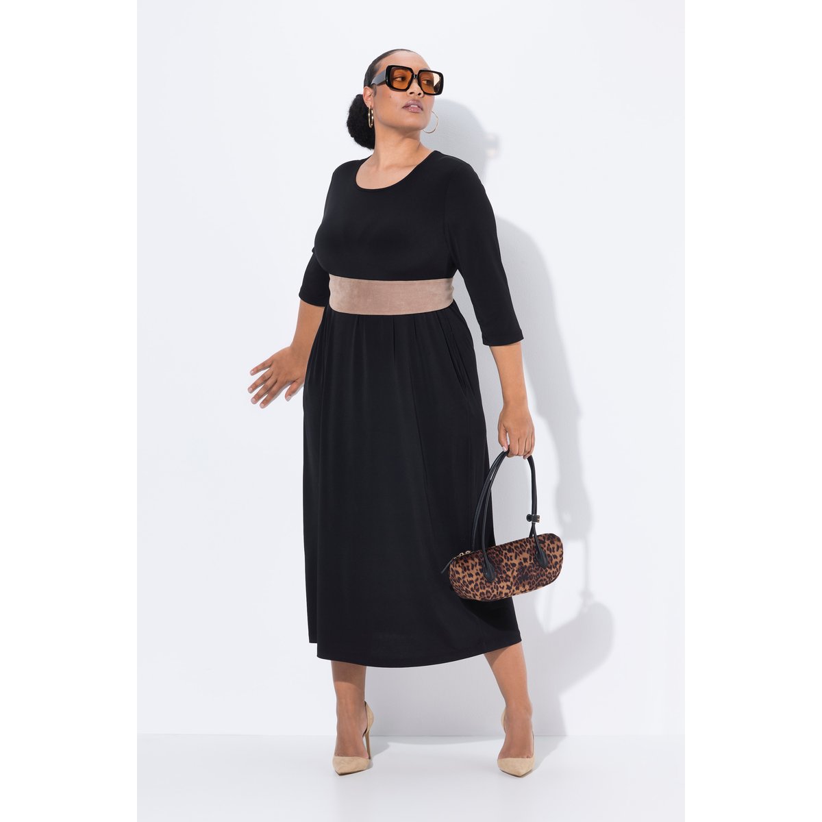 Robe maxi en jersey, avec poches noir, ULLA POPKEN