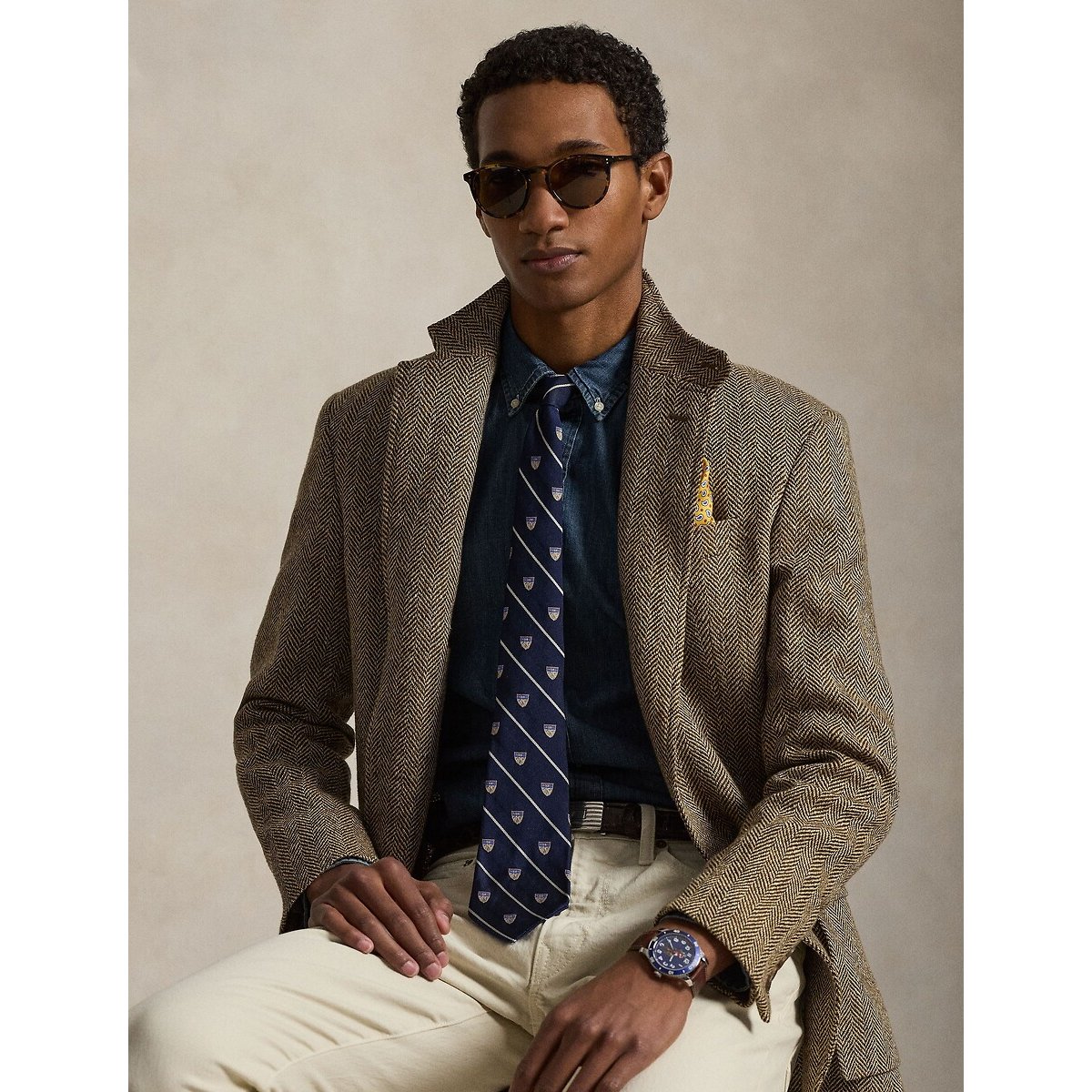 Camicia sportiva slim in denim blu scuro, POLO RALPH LAUREN