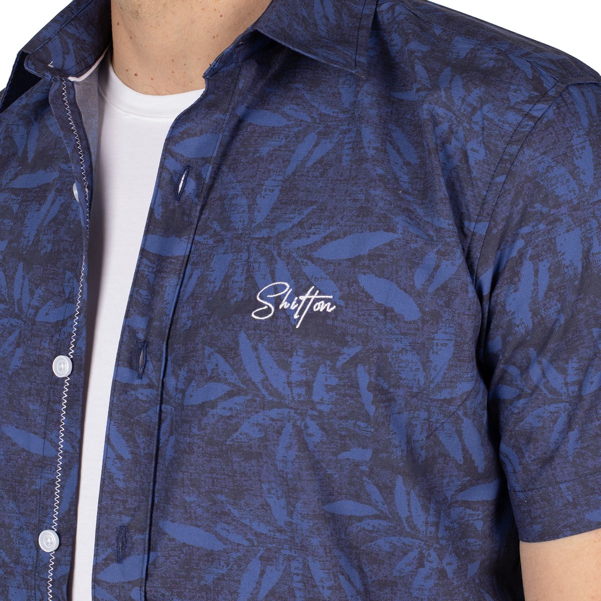 Chemise manches courtes hawaï coast navy, SHILTON