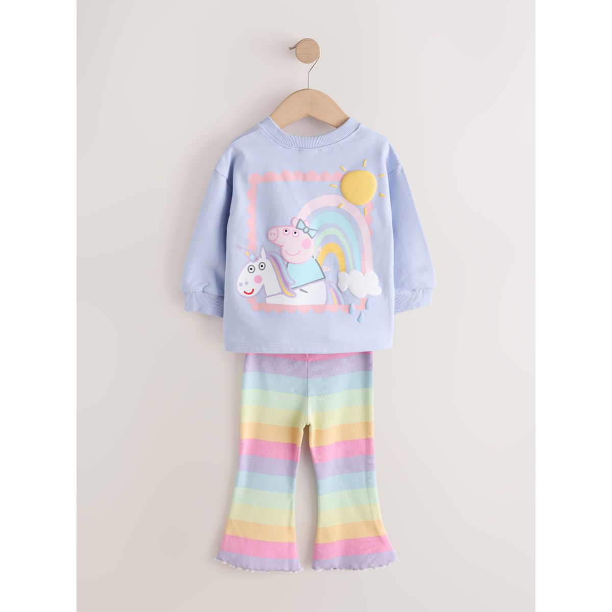 Haut à manches longues et bas évasé peppa pig arc-en-ciel, NEXT