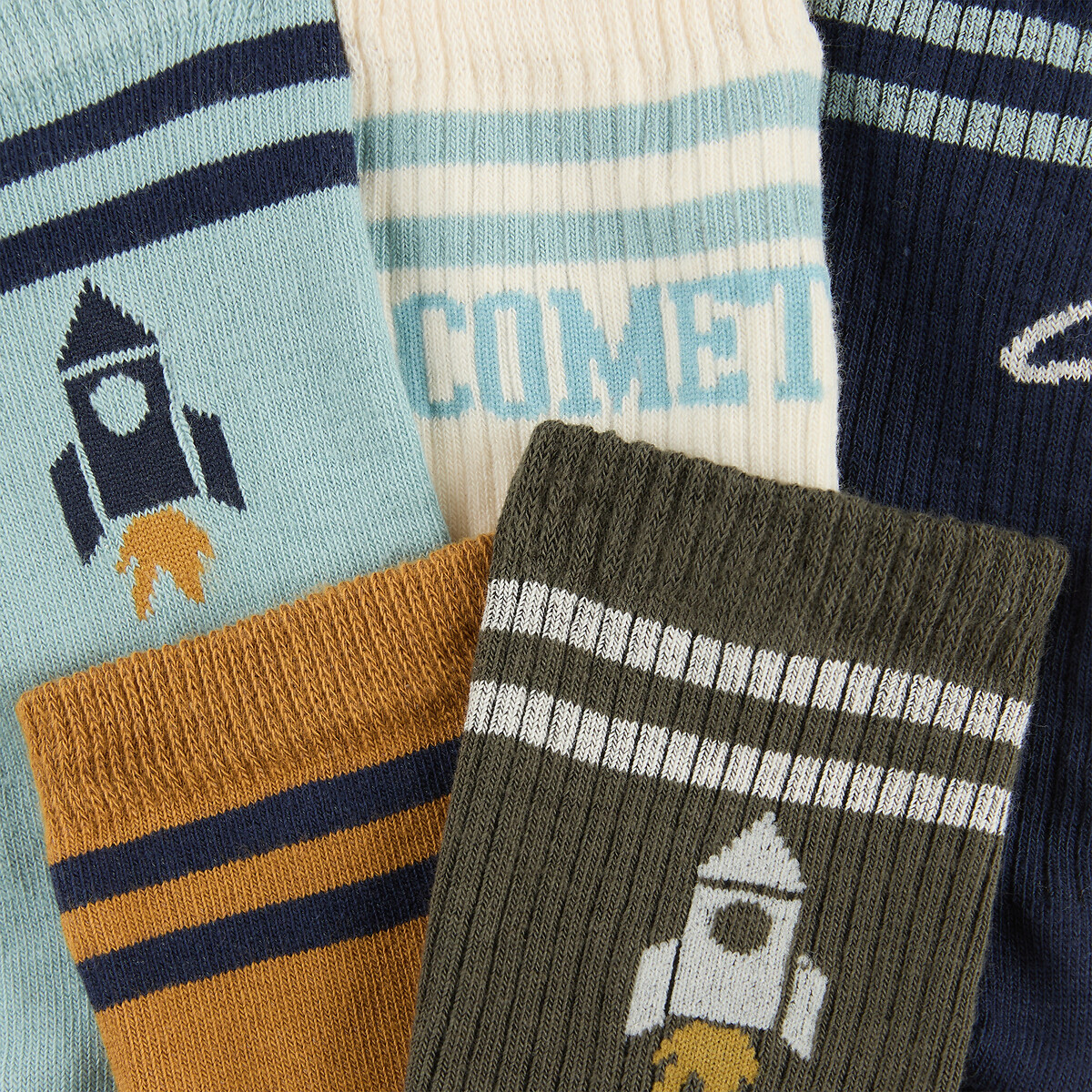 Pack of 5 pairs of space theme socks assorted, LA REDOUTE COLLECTIONS