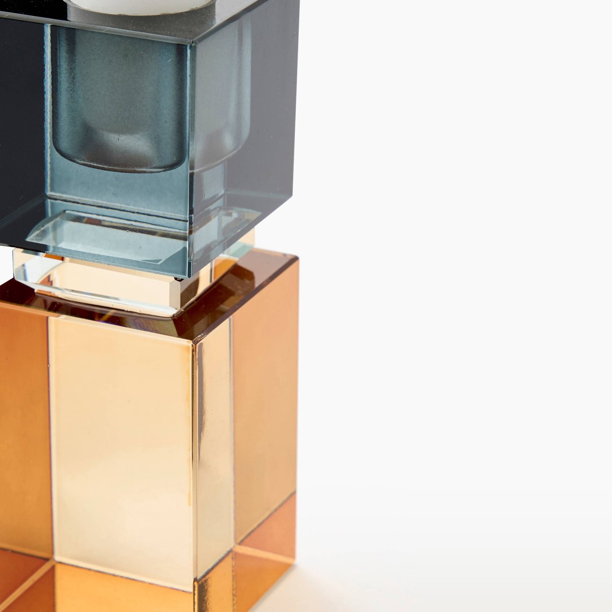 Bougeoir crystal cubes PM, 3,8Xh10,8 transparent, MONOPRIX