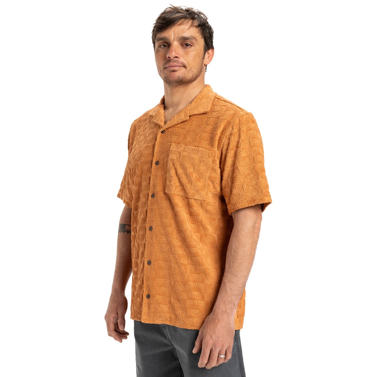 Chemise à manches courtes PANASHIRT marron bran, QUIKSILVER