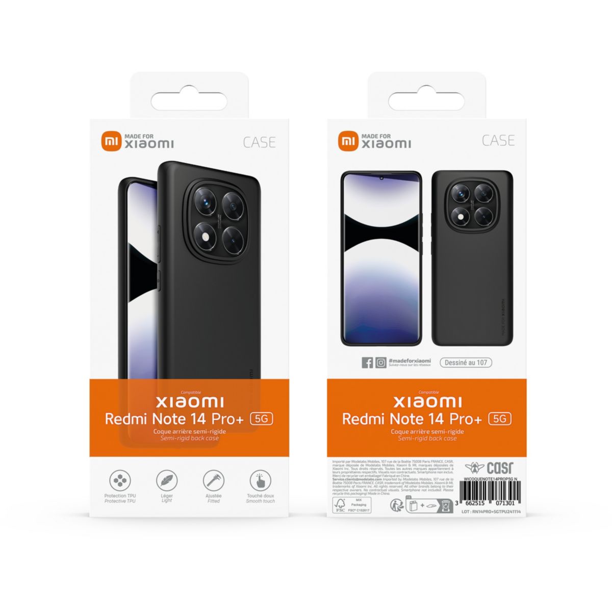 Coque Redmi Note 14 Pro+ 5G Noir couleur unique, XIAOMI