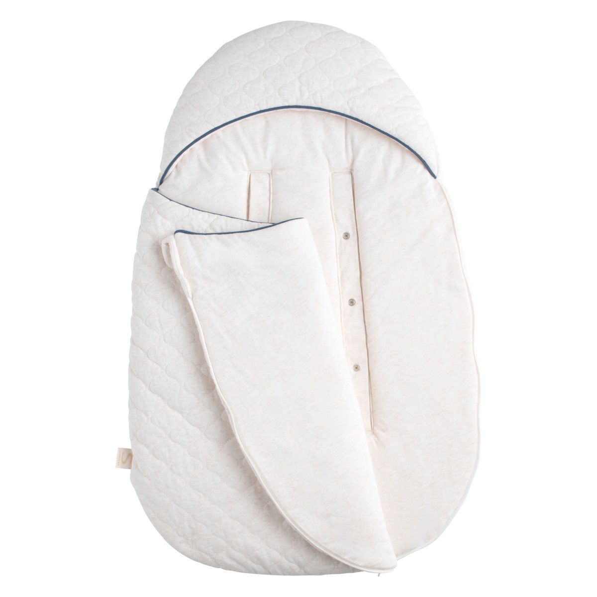 Nid d'ange bébé 5 attaches en coton matelassé blanc/bleu, SAUTHON