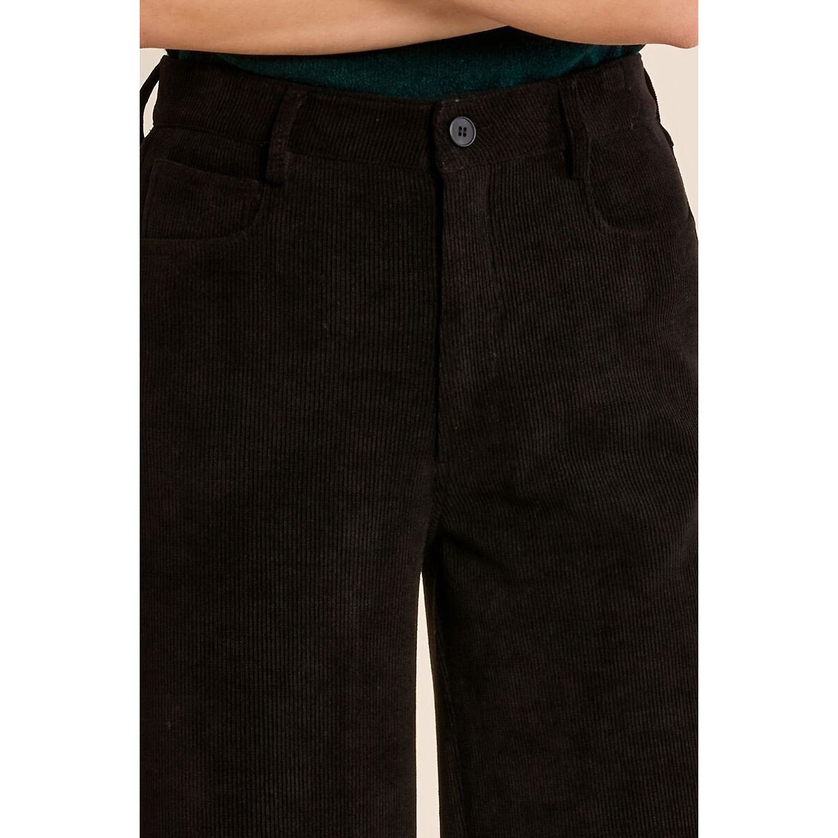 Pantaloni larghi in velluto nero , MOLLY BRACKEN