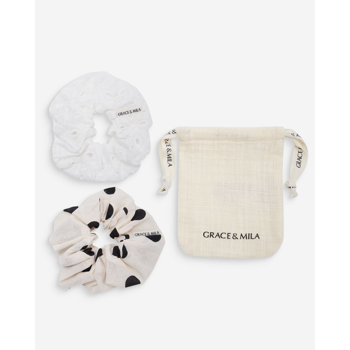 Set de chouchous en coton ecru Wilkins ecru, GRACE & MILA
