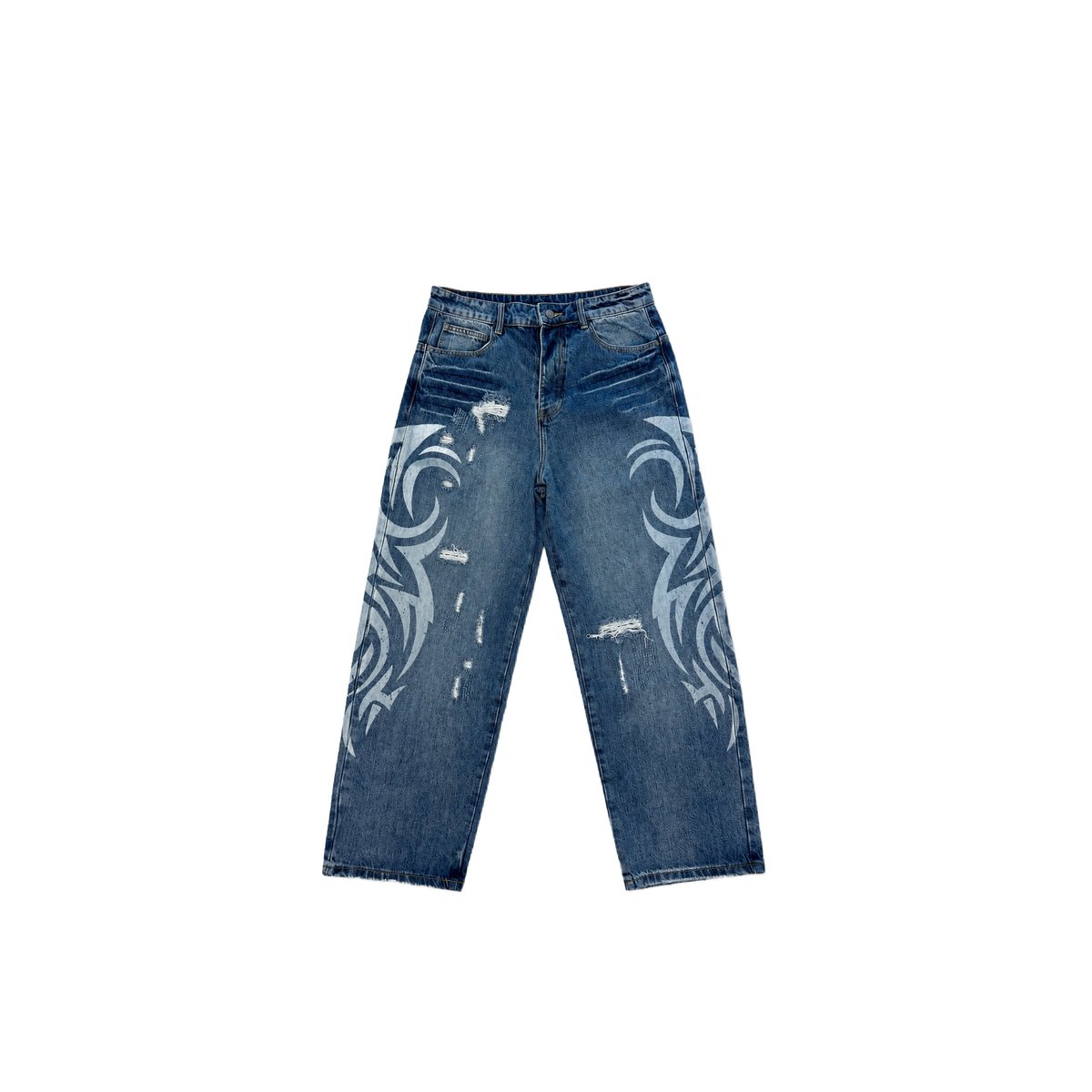 Jean à motif tribal et détails déchirés bleu, PROJECT X