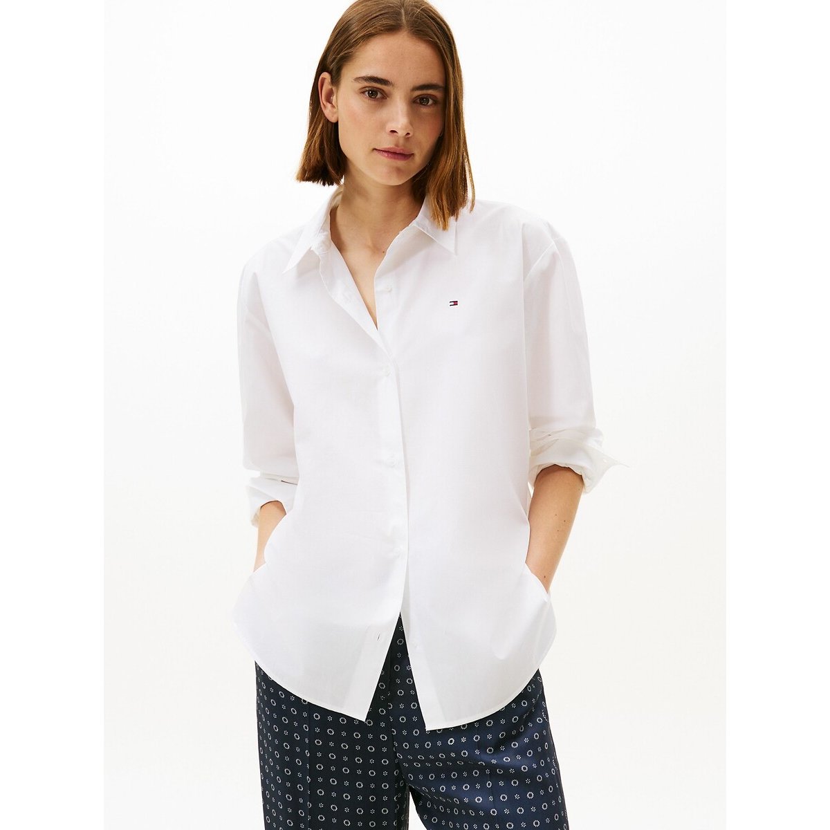 Chemise en popeline de coton blanc, TOMMY HILFIGER