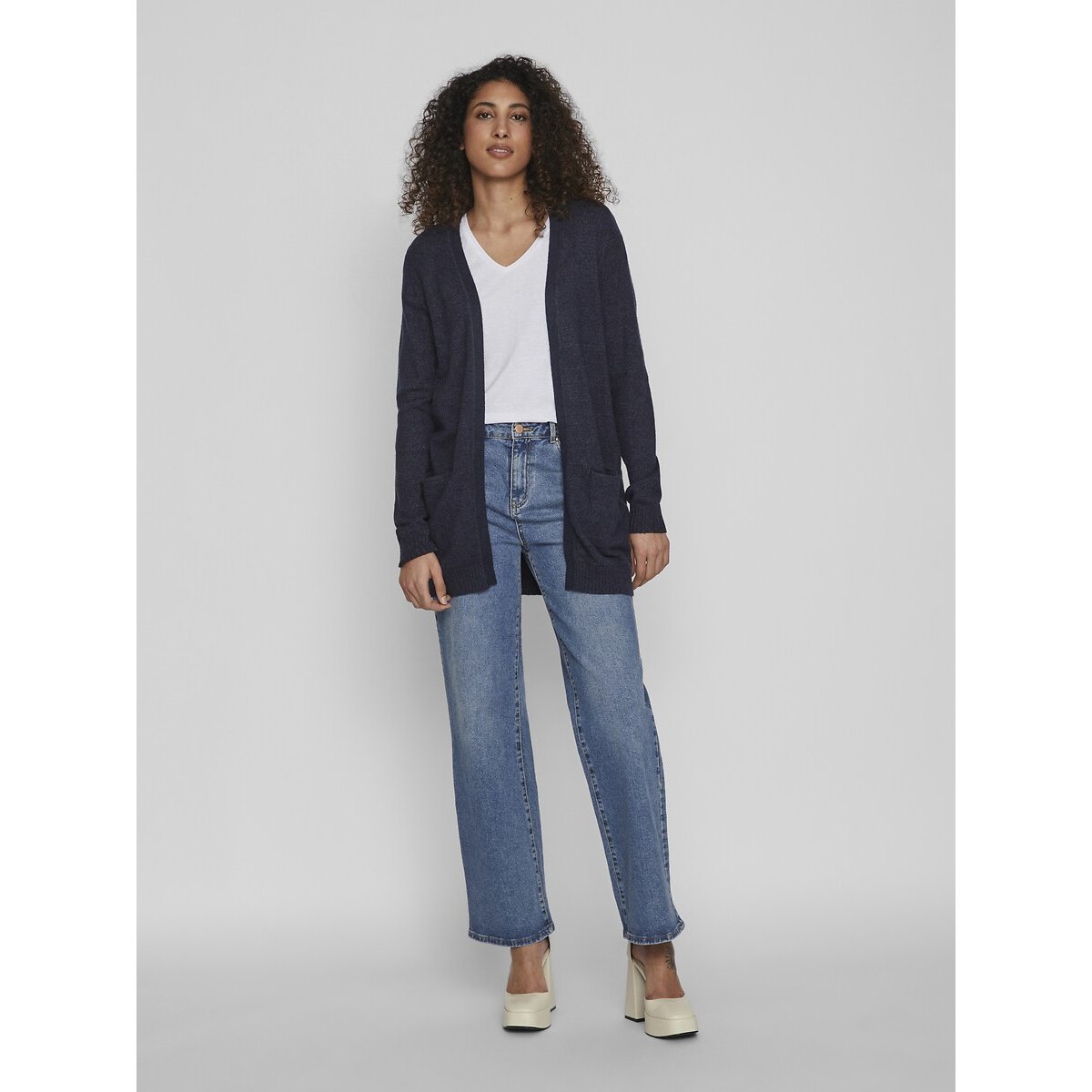 Cardigan in maglia fine blu marino, VILA
