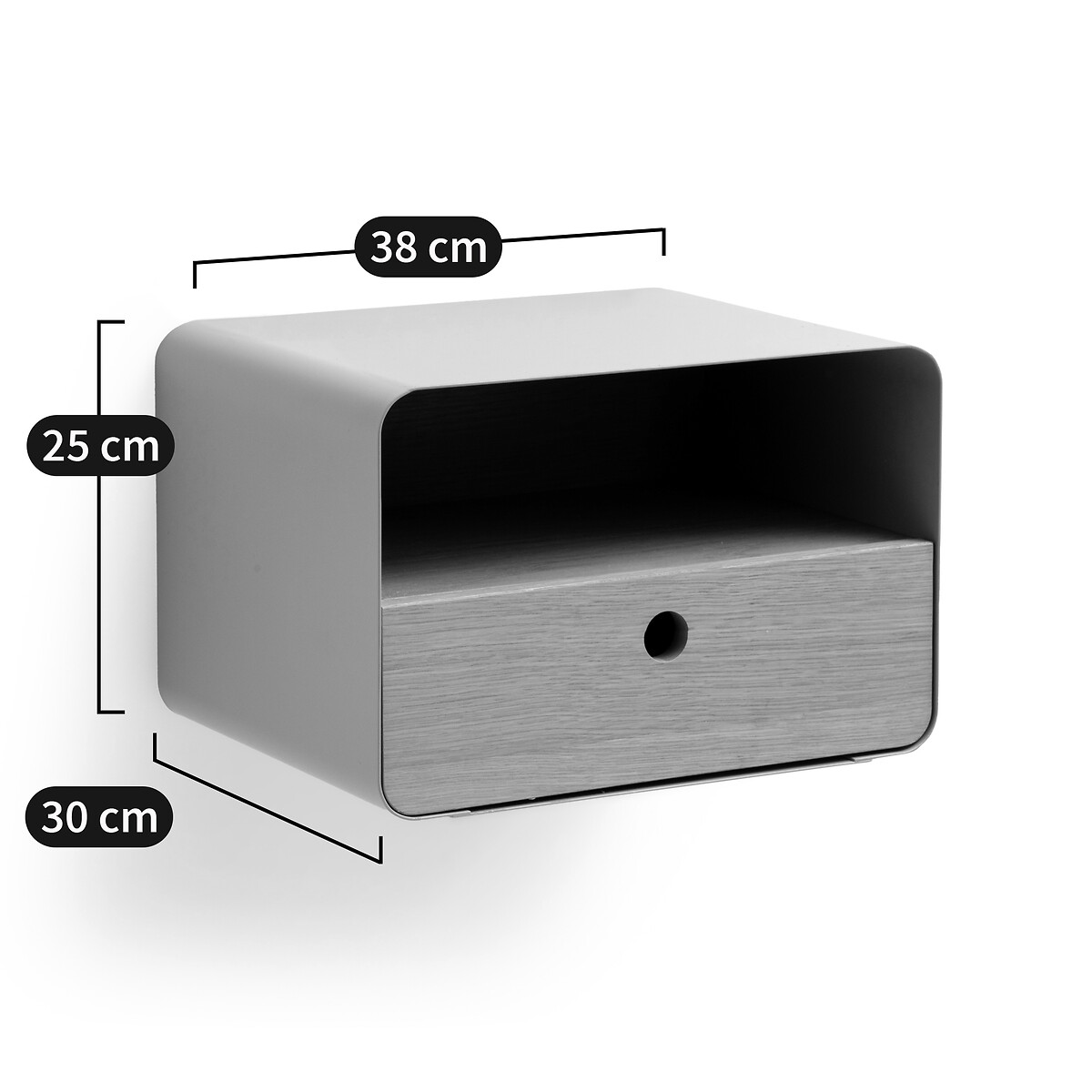 Jimi Wall Mounted Bedside Table matt black, LA REDOUTE INTERIEURS