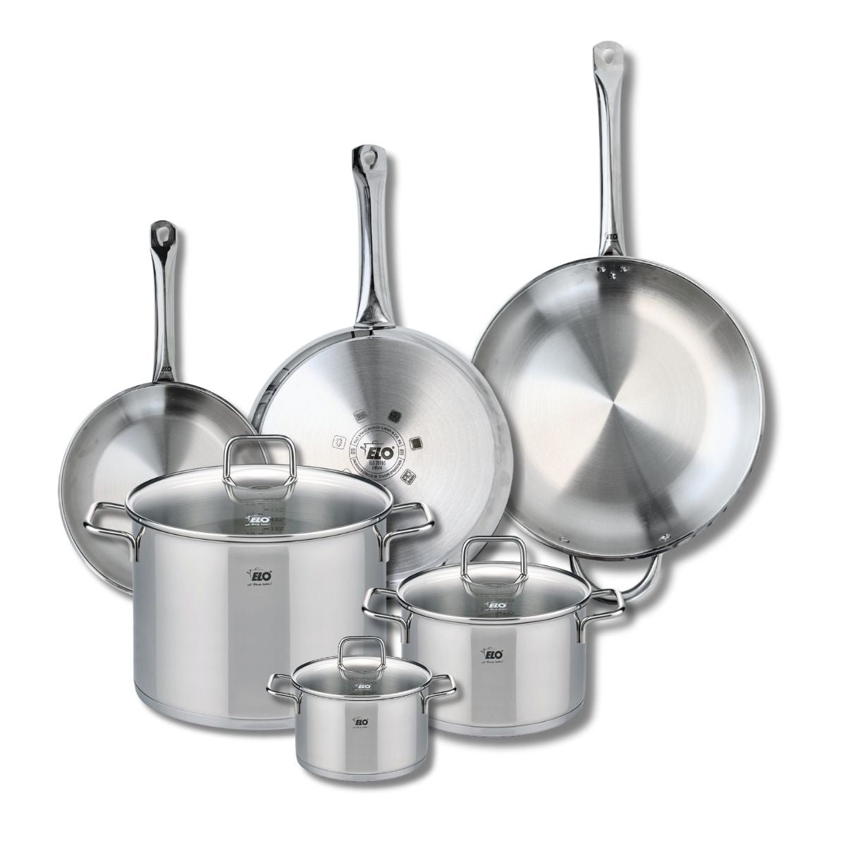 3 poêles 24/28/32cm + 3 faitouts 14/20/26cm PROFI CITRIN gris, ELO