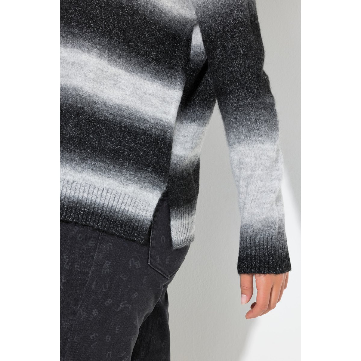 Pull à col montant et manches longues gris graphite, ULLA POPKEN
