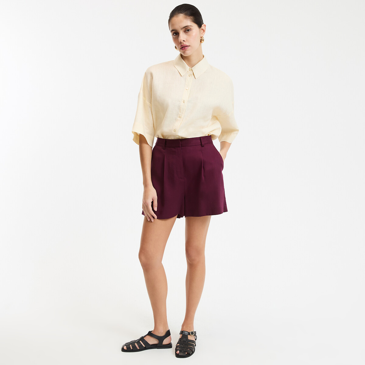 Chemise ample manches coudes lin Signature, AMBRE jaune, LA REDOUTE COLLECTIONS
