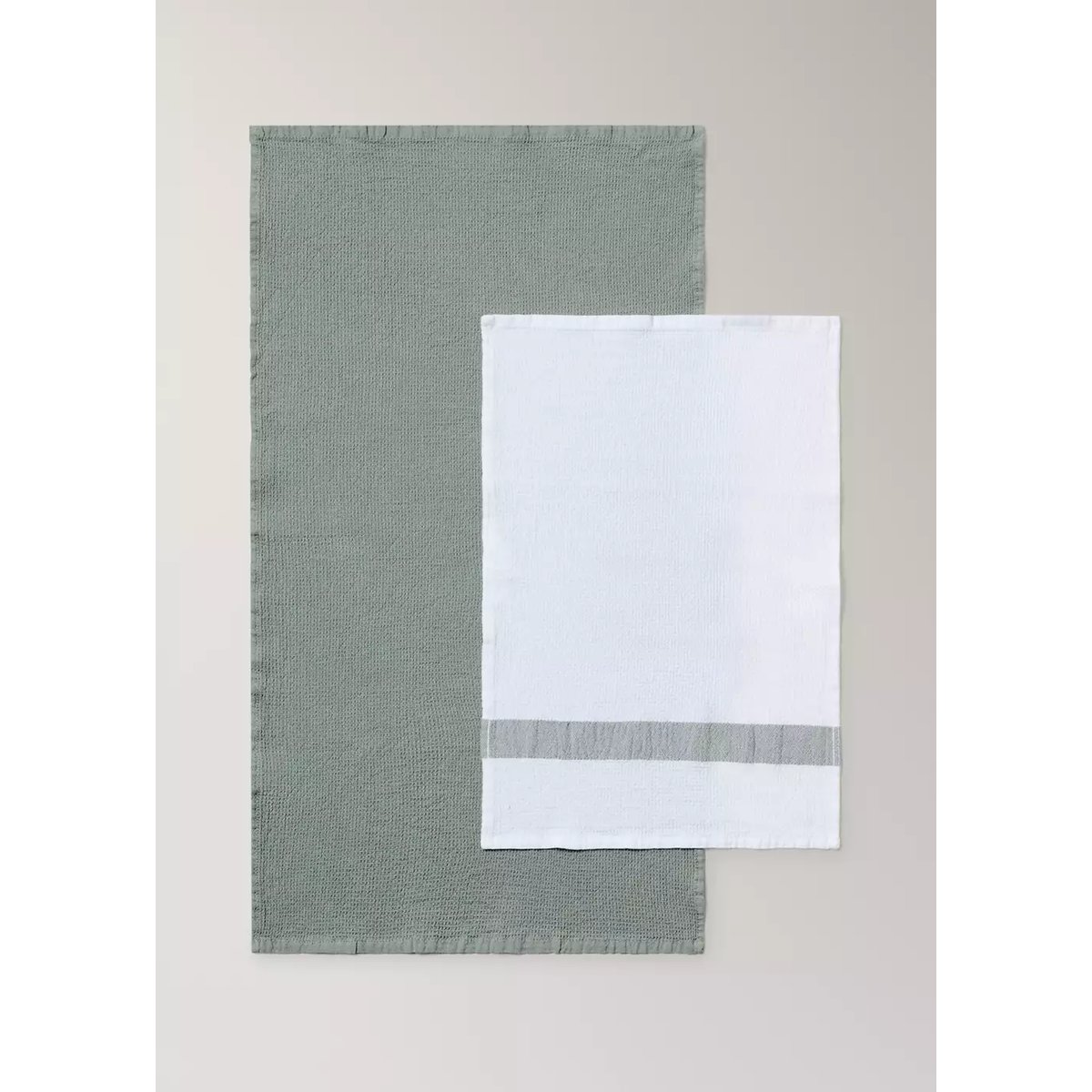 Serviettes assorties en coton éponge gaufré 100 % blanc cassé, MANGO HOME