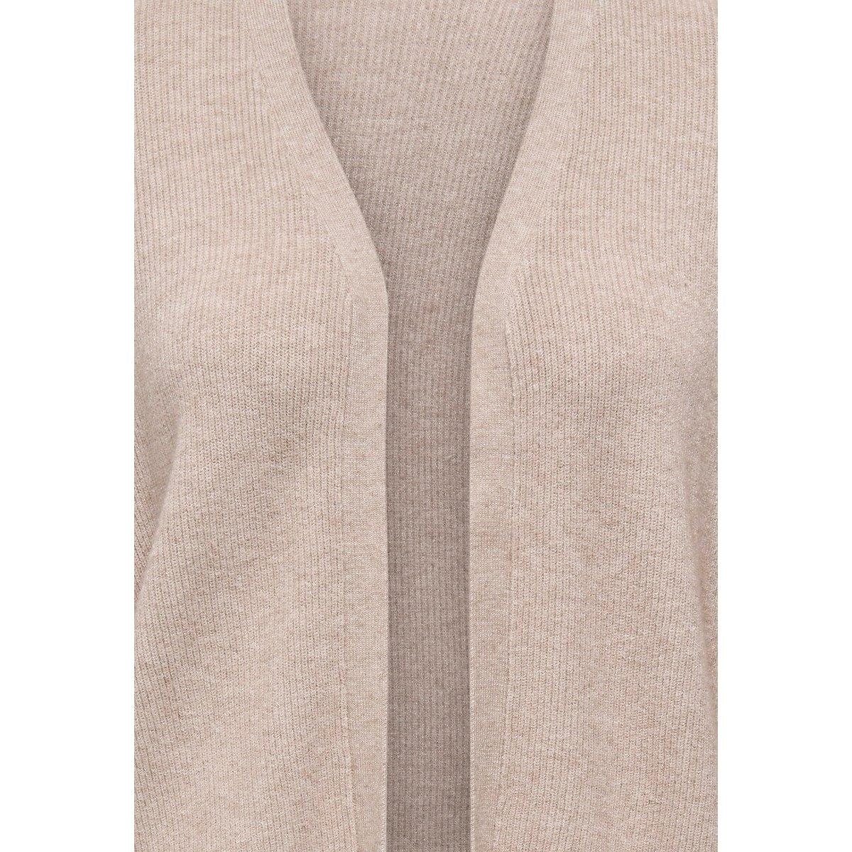 Gilet mi-long manches longues crème, ONLY