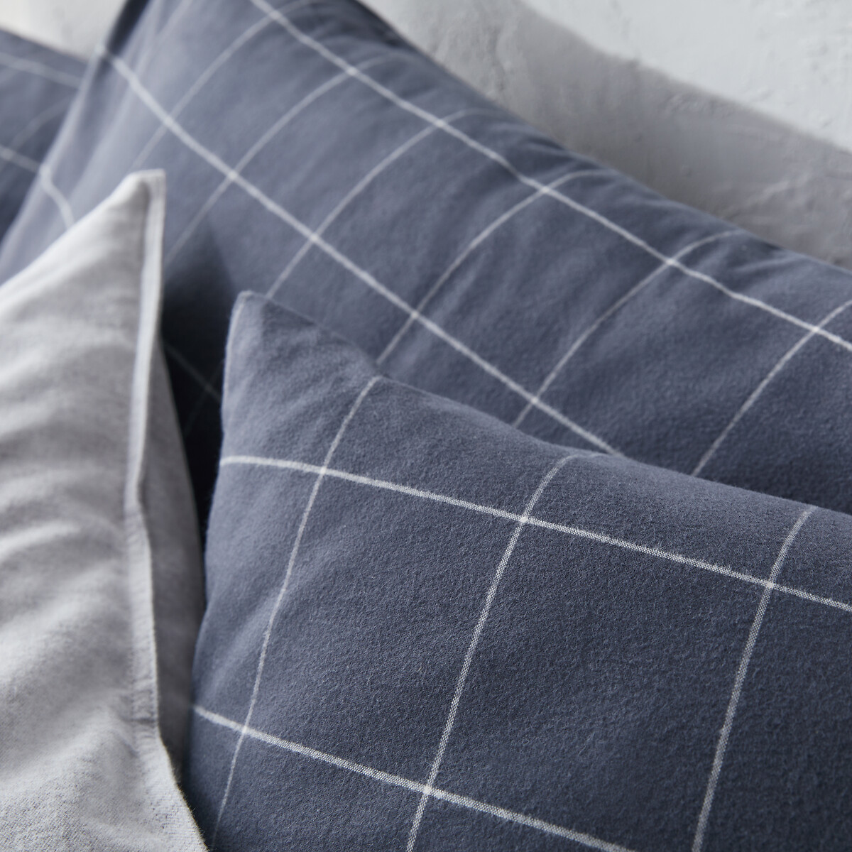 Taie d'oreiller flanelle, Charlie bleu ardoise, LA REDOUTE INTERIEURS