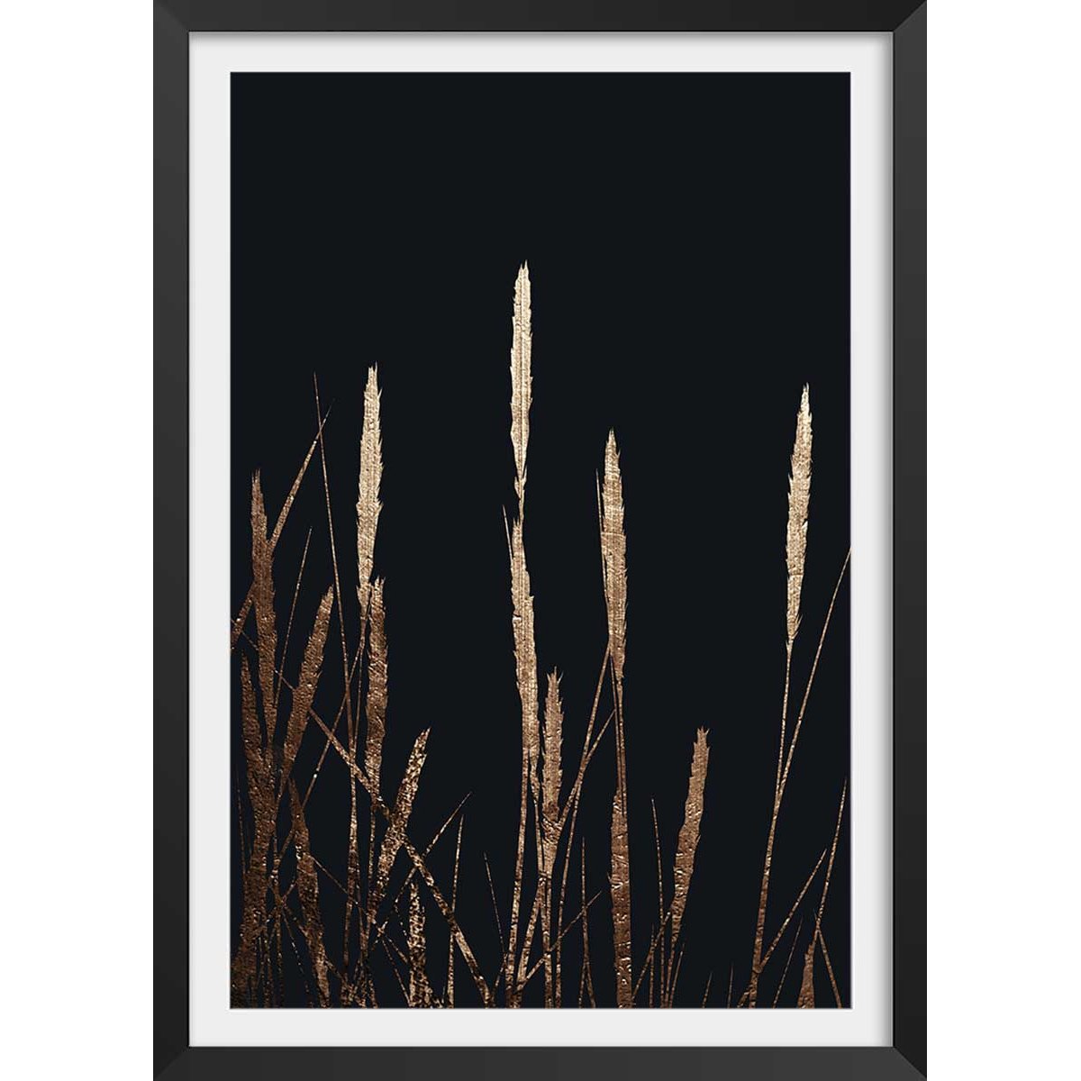 Poster blés dorés affiche + cadre en bois - noir, HEXOA