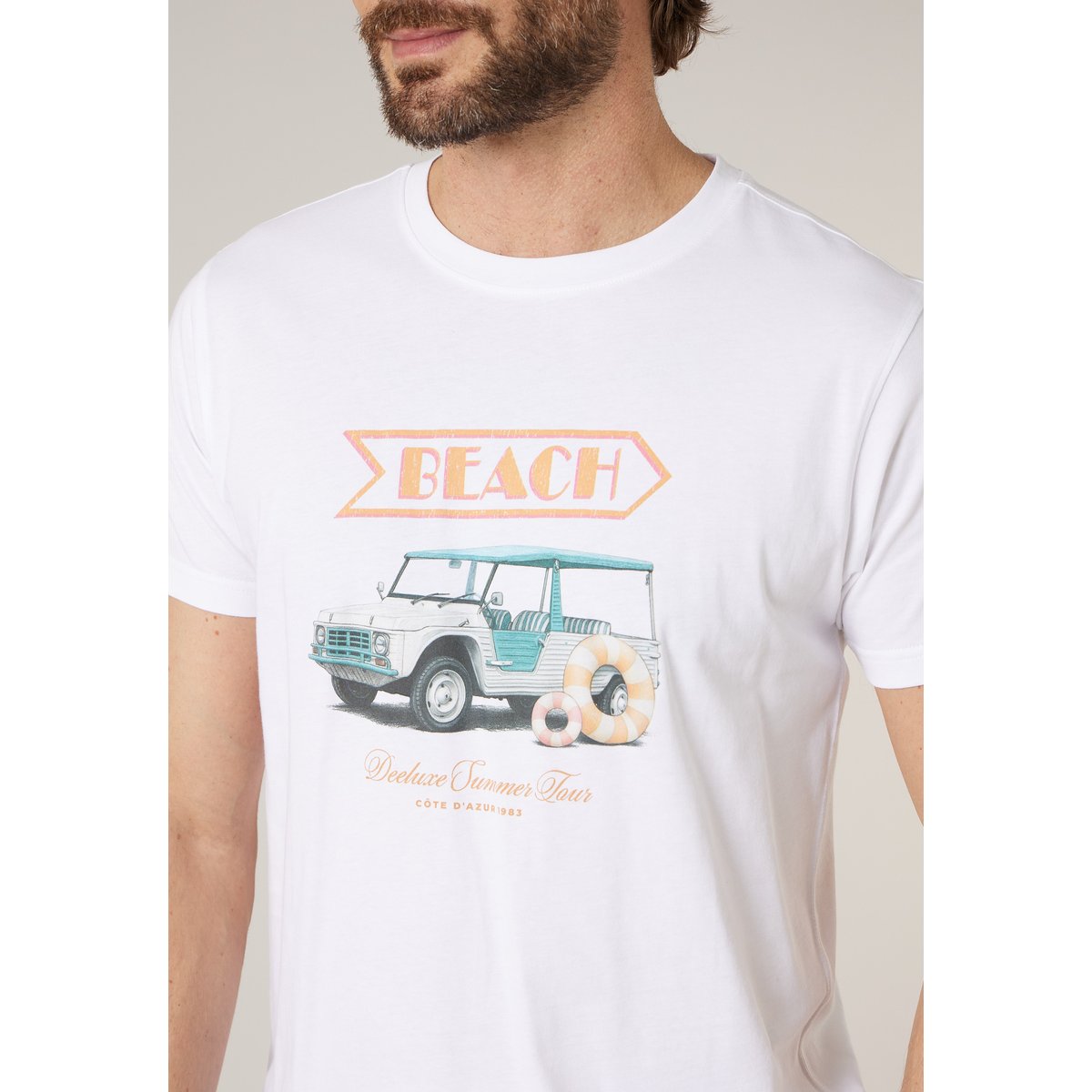 T-shirt homme en coton BEACHWAY white, DEELUXE