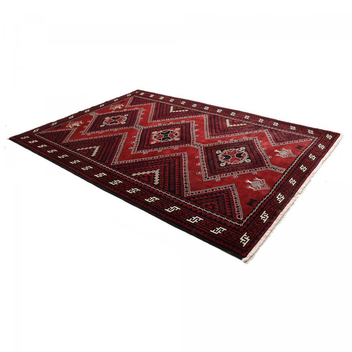 Tapis d'orient, motif oriental, noué à la main en laine, LORI 1 rouge, crème, noir, UN AMOUR DE TAPIS