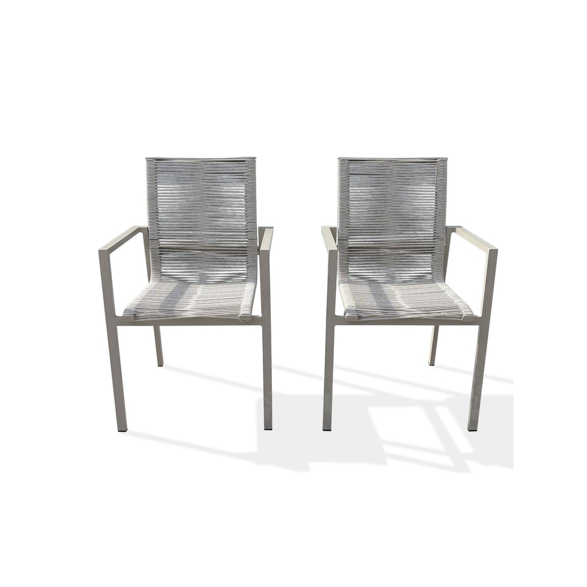 Lot de 2 fauteuils de jardin en aluminium et corde tissée MEXICO grège, DCB GARDEN