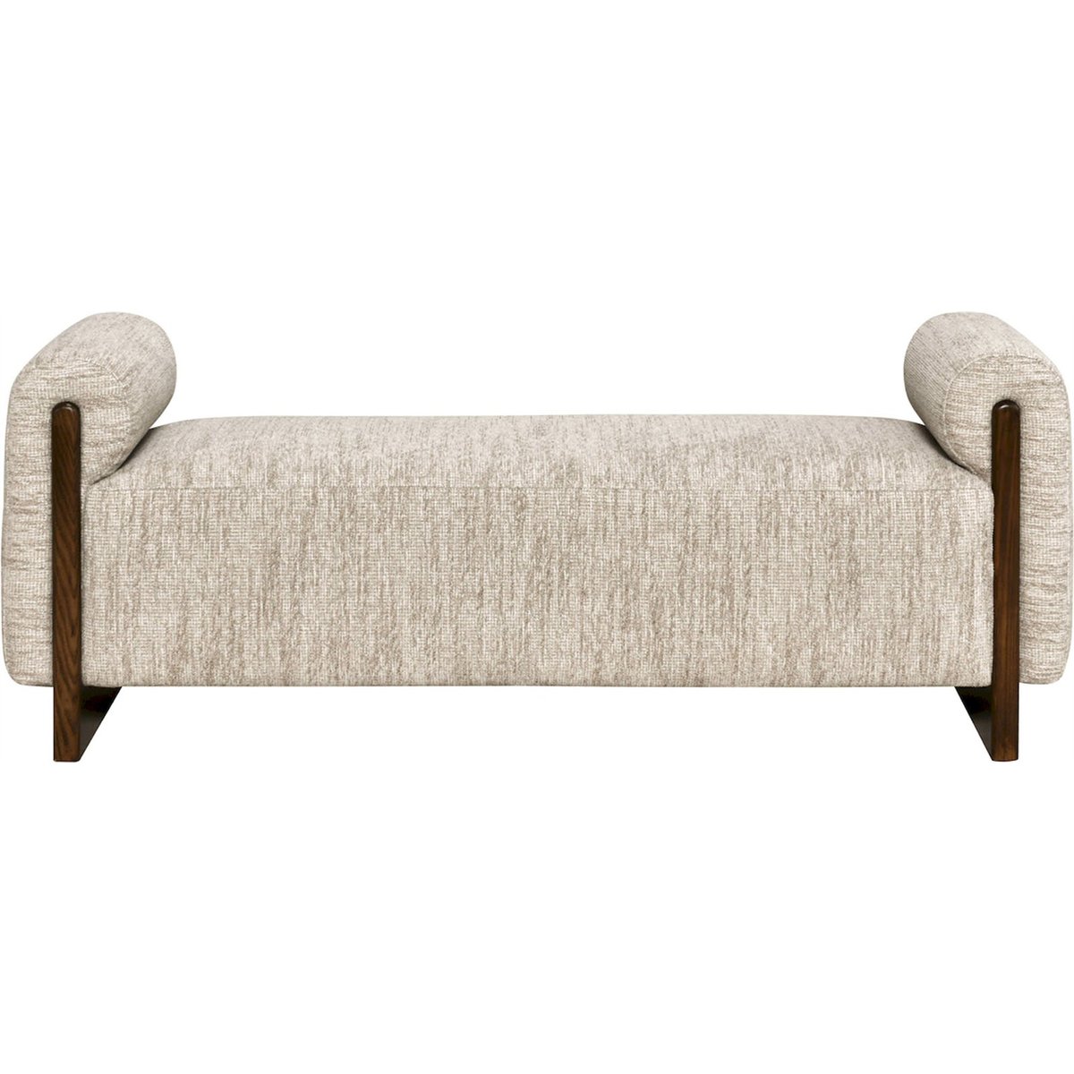 Banc rembourré en frêne, Style contemporain beige naturel et bois foncé, RECOLLECTION