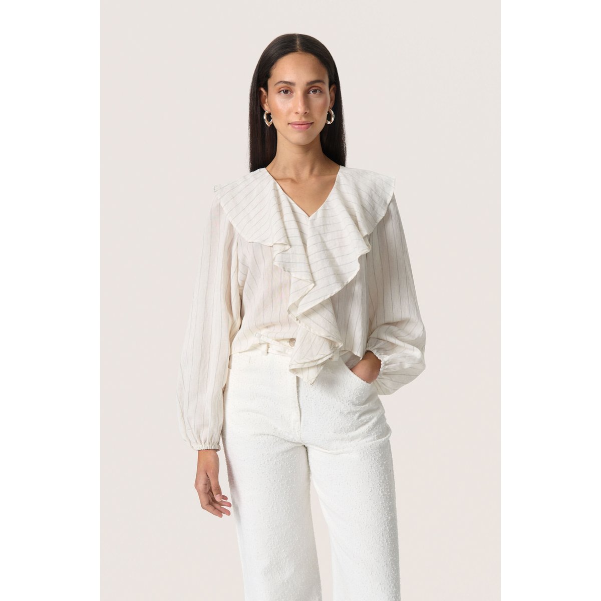 SOAKED IN LUXURY Blouse à manches longues SLRoya beige nature stripe, SOAKED IN LUXURY