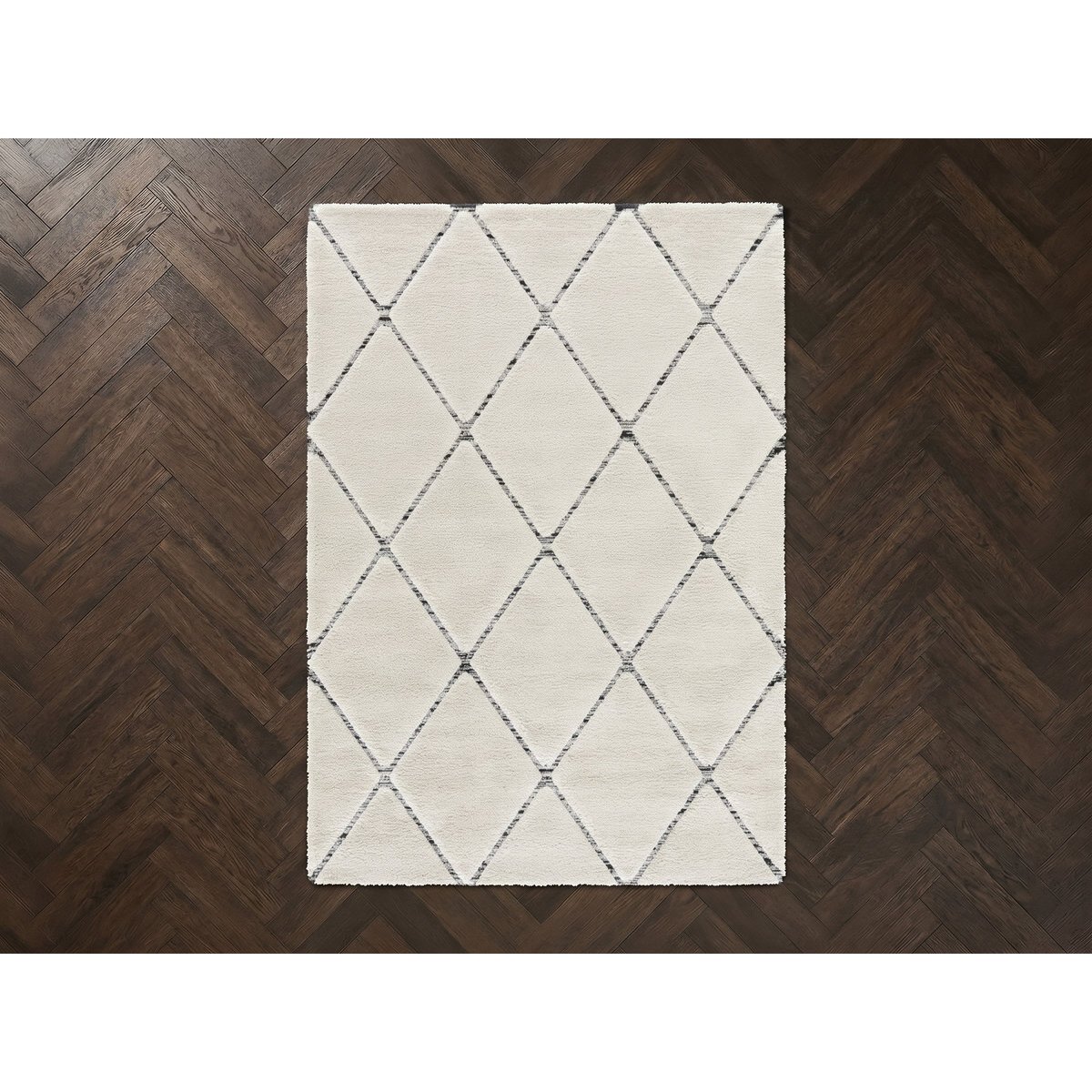 Tapis poils long style bohème, OPHELIE gris clair, BOBOCHIC