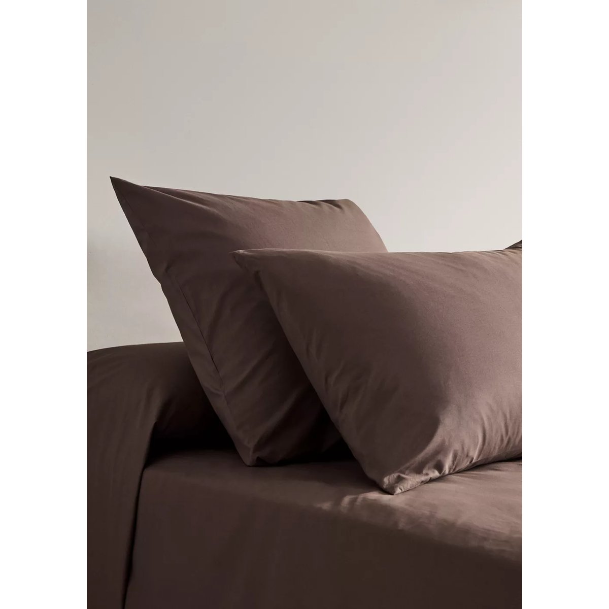 Deux taies d'oreiller percale de coton 200 fils 50x75 cm marron, MANGO HOME