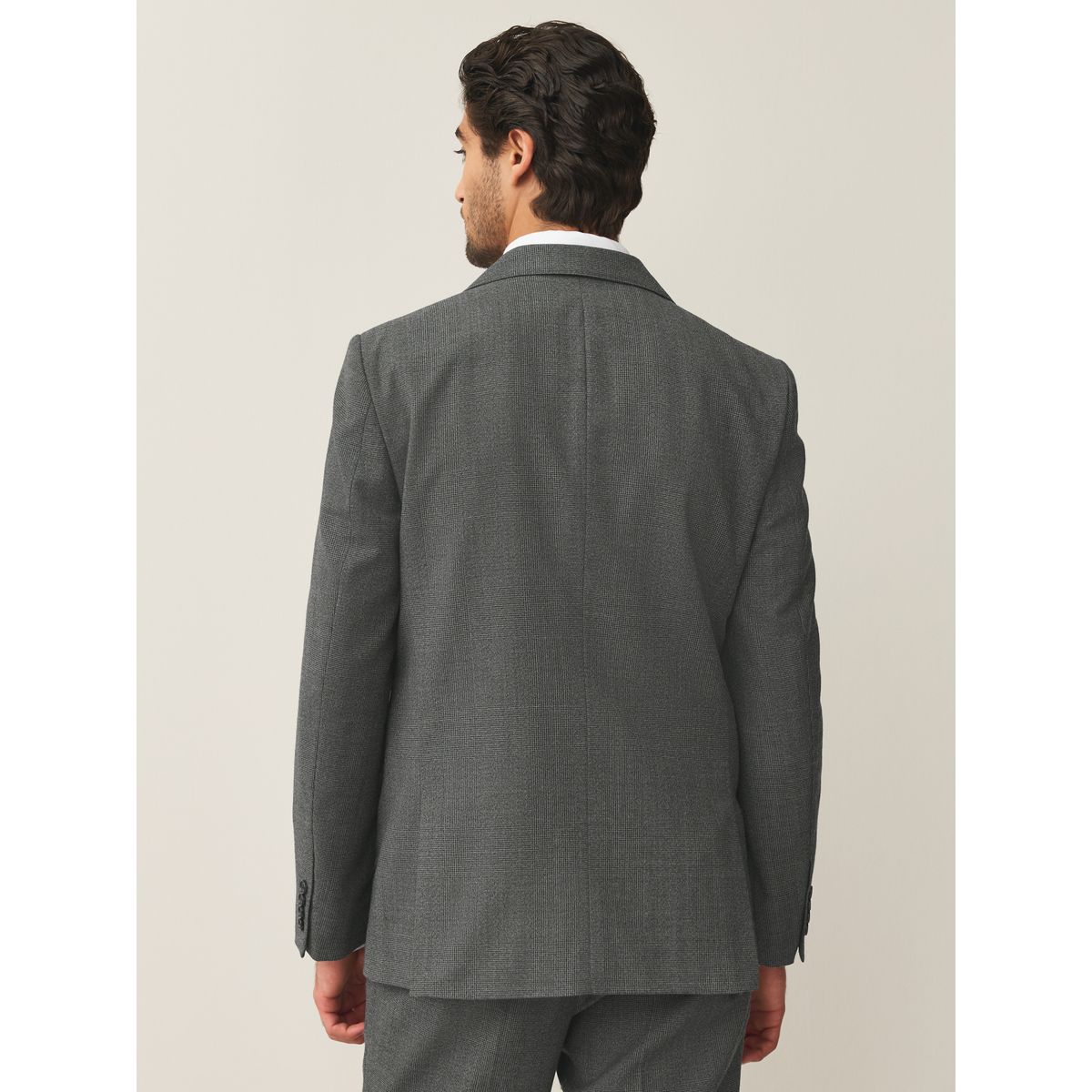 Veste de costume ajustée en laine à carreaux gris, NEXT