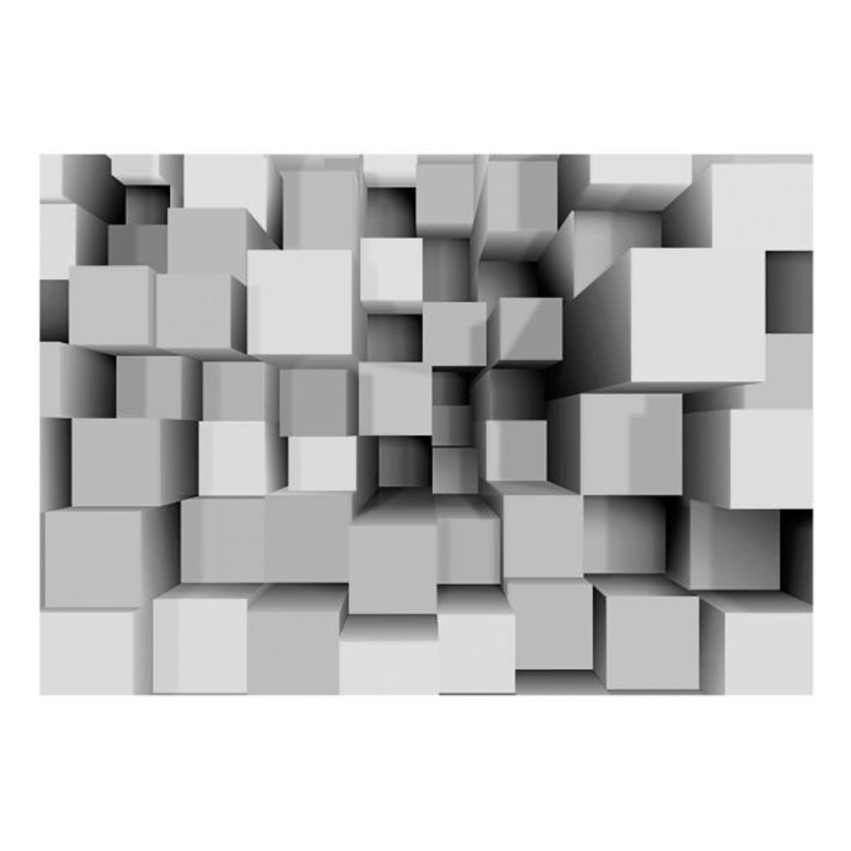 Papier peint intissé panoramique 3D et Perspective Geometric Puzzle gris / argent, EDEN