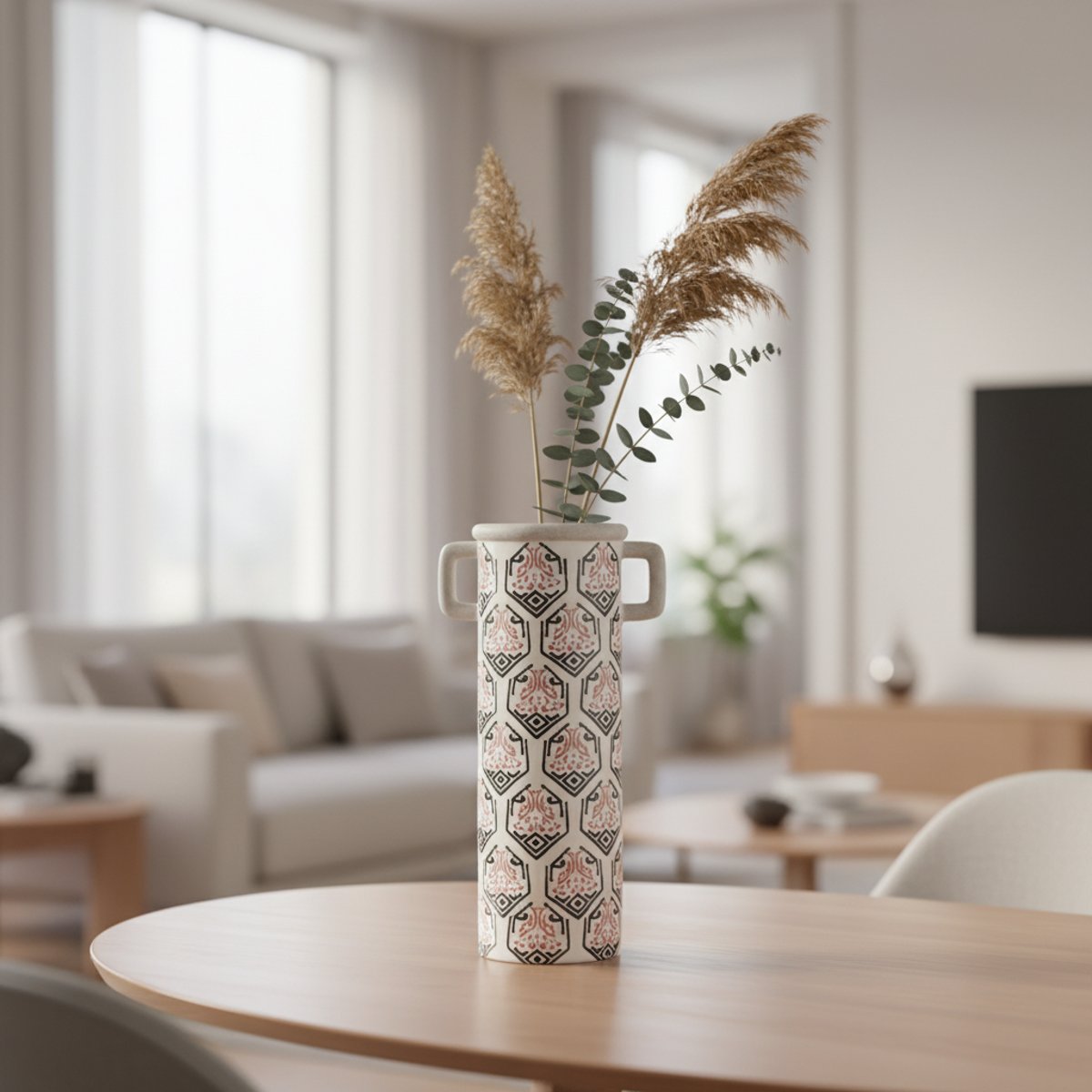 Vase décoratif en céramique H35 blanc, SIA DECO