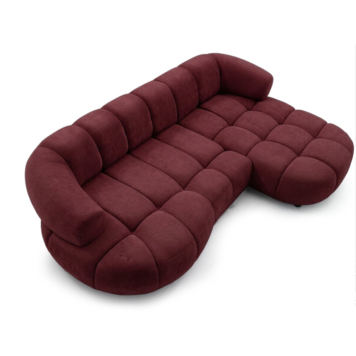 Canapé d'angle convertible 3 places en tissu lisse, LOVELY rouge, BOBOCHIC